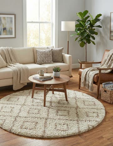 7' 10 x 7' 10 Lattice Shag Round Rug