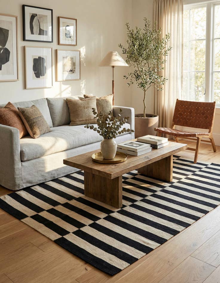 Detail image of 4' 2 x 6'  Hand Woven Kilim Modern Wool Rug