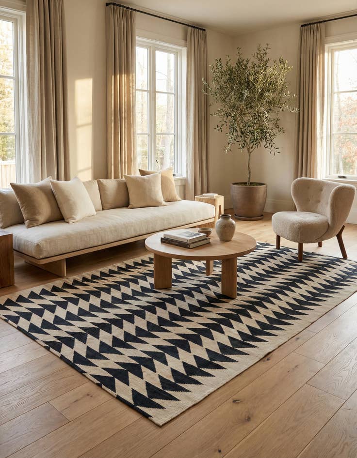 Detail image of 6' 11 x 9' 6  Hand Woven Kilim Modern Wool Rug