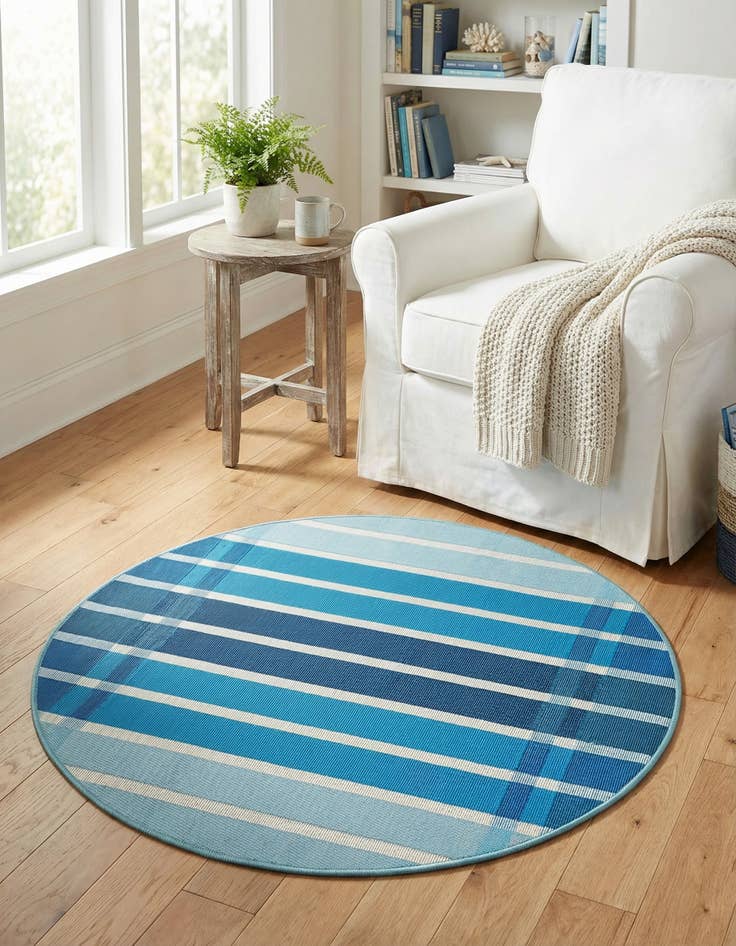 Detail image of  3' x 3'  Washable Ribbon Indoor / Outdoor Round Rug