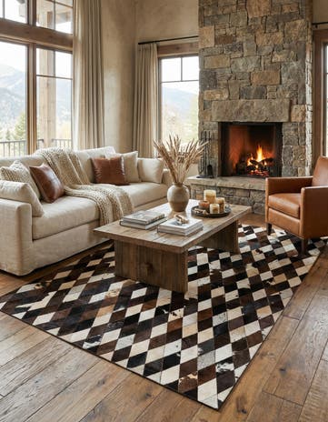5' 3 x 8' Cowhide Stocks Rug