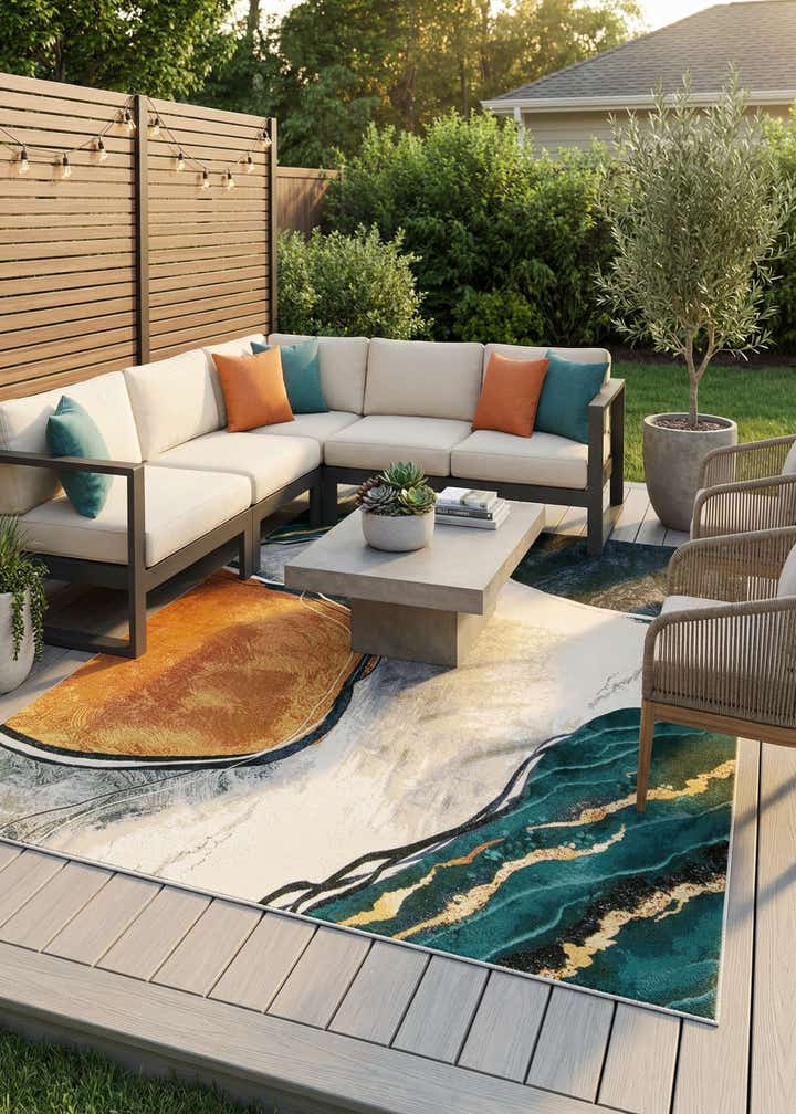 7' 10 x 10' Easy-Clean Modern Indoor / Outdoor Rug