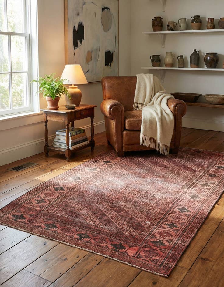 Detail image of 3' 8 x 7' 2  Hand Knotted Ultra Vintage Persian Wool Rug