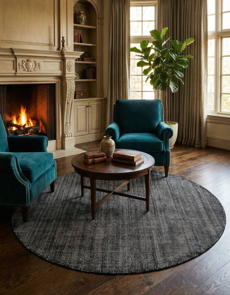 Detail image of 6' 11 x 6' 11  Hand Woven Jill Zarin English Manor Farmhouse Wool Round Rug