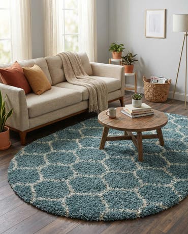  5' 3 x 8' Lattice Shag Oval Rug