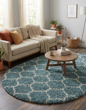 5' 3 x 8' Lattice Shag Oval Rug