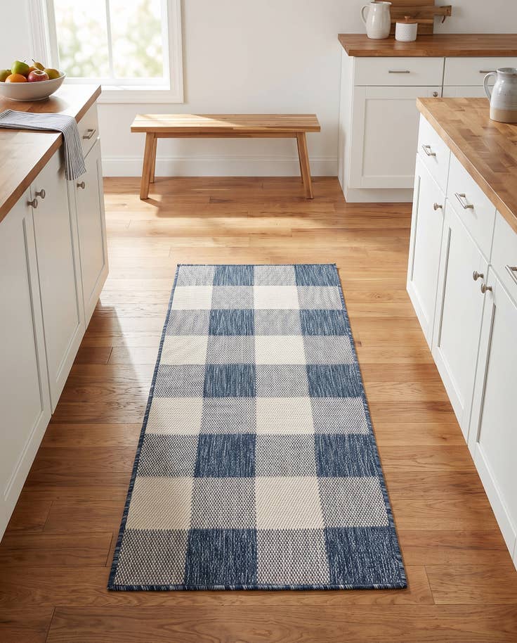 Detail image of 2' x 5' 3 Easy-Clean Checkered Indoor / Outdoor Runner Rug