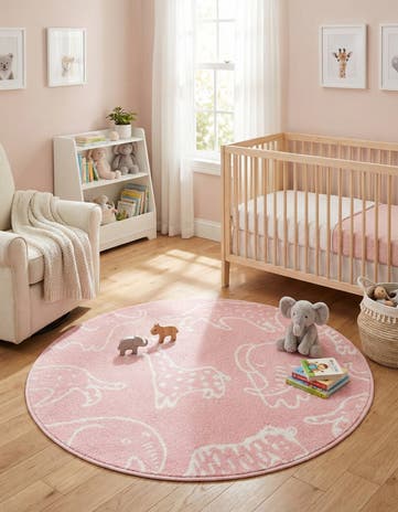 3' 3 x 3' 3 Animals Whimsy Kids Round Rug