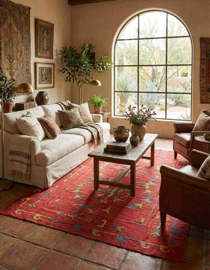 Detail image of 5' 6 x 6' 10  Hand Woven Kilim Suzani Wool Square Rug