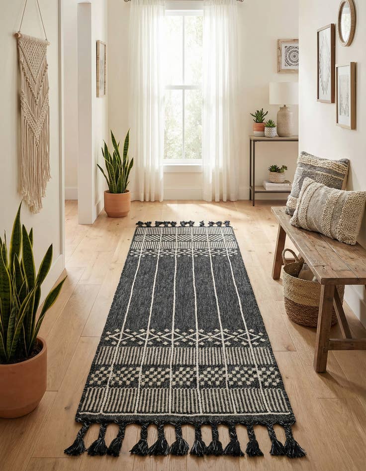 Detail image of 2' 2 x 8' 2 Easy-Clean Eco Bohemian Indoor / Outdoor Runner Rug