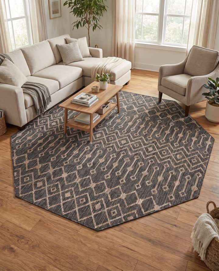 7' 10 x 7' 10 Easy-Clean Lattice Indoor / Outdoor Octagon Rug