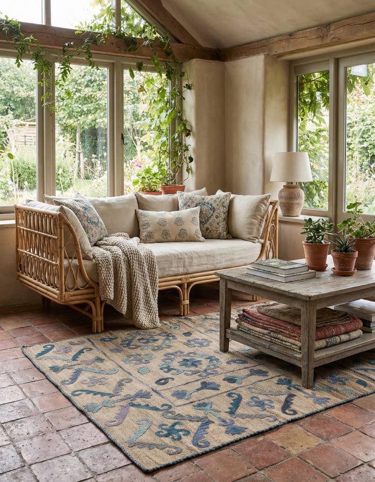 Detail image of 5' x 6' 3  Hand Woven Kilim Suzani Wool Rug