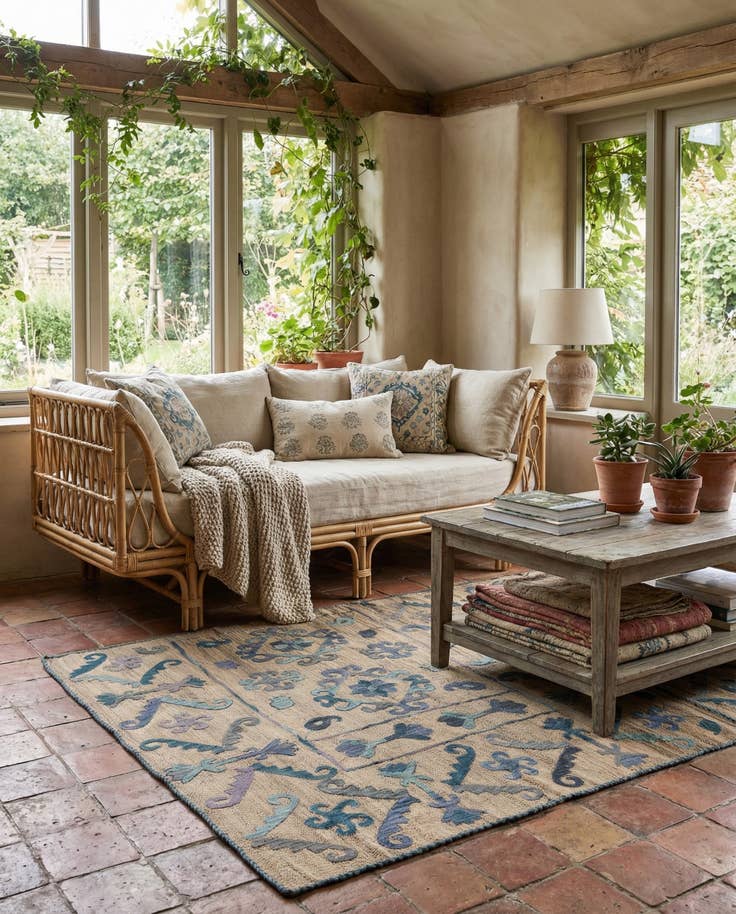 Detail image of 5' x 6' 3 Hand Woven Kilim Suzani Wool Rug