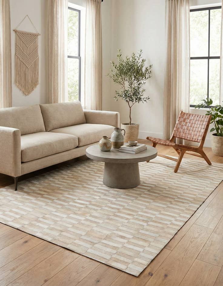 Detail image of 3' 10 x 5' 10 Cowhide Leather Rug