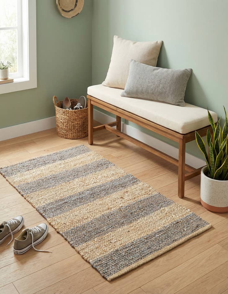 Detail image of 2' 2 x 3' 1  Hand Braided Jute Rug