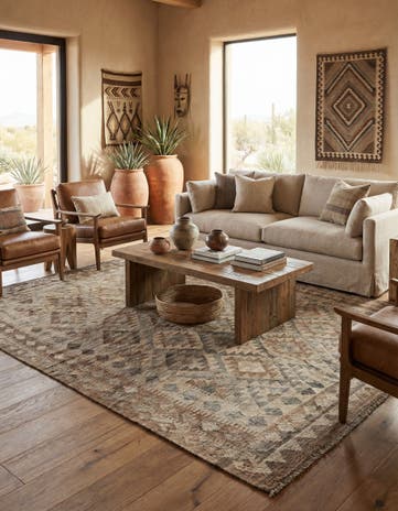 5' 7 x 7' 8 Hand Woven Kilim Maymana Wool Rug
