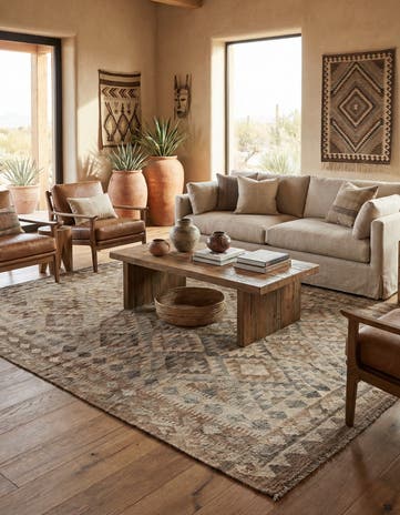 5' 7 x 7' 8 Hand Woven Kilim Maymana Wool Rug
