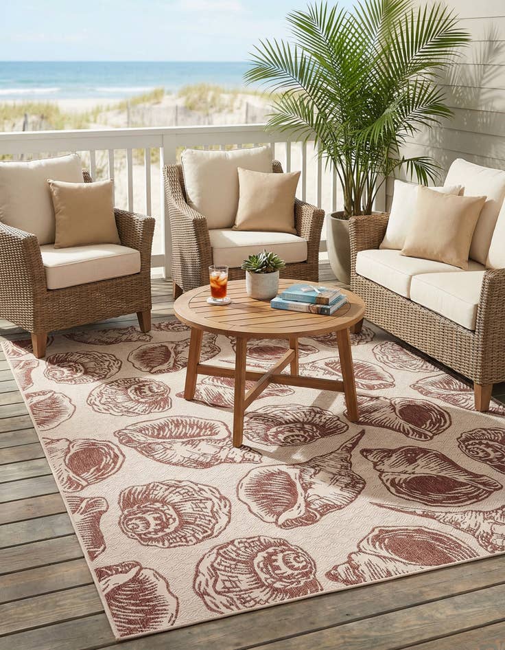 Detail image of  9' x 12'  Washable Coastal Indoor / Outdoor Rug