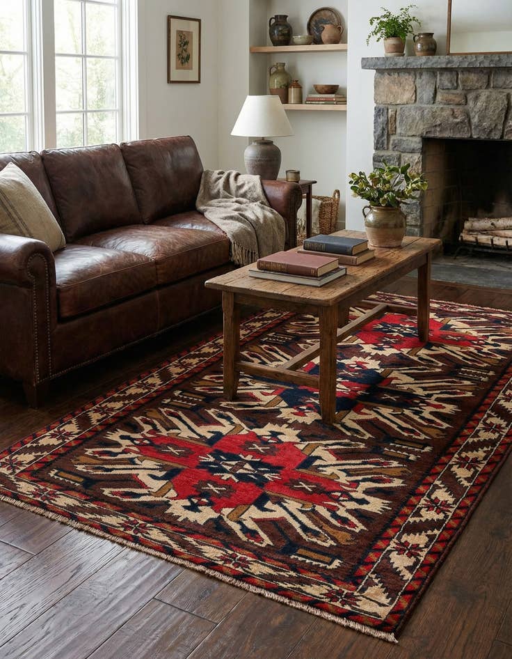 Detail image of 3' 8 x 6' 4  Hand Knotted Heriz Wool Rug