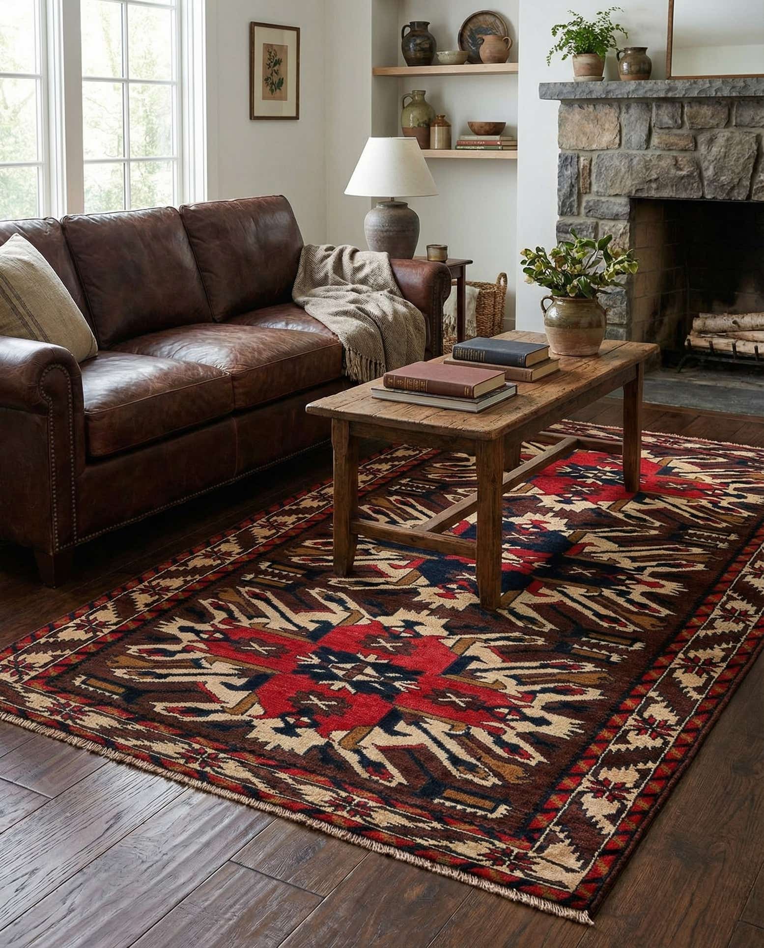 3' 8 x 6' 4 Hand Knotted Heriz Wool Rug