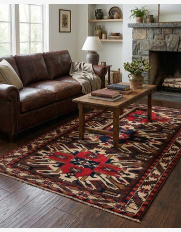 3' 8 x 6' 4 Hand Knotted Heriz Wool Rug