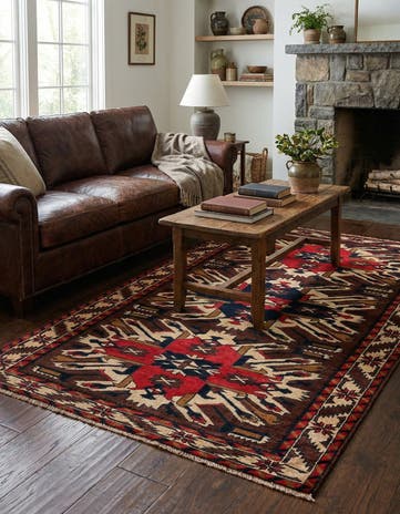 3' 8 x 6' 4 Hand Knotted Heriz Wool Rug