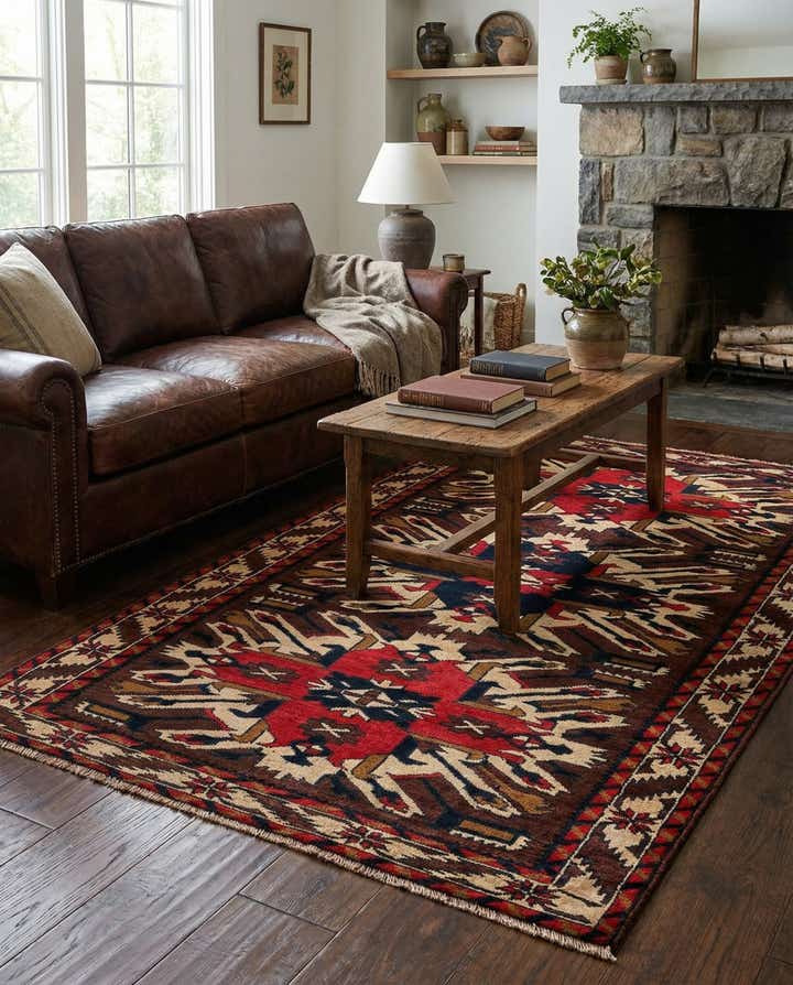 3' 8 x 6' 4 Hand Knotted Heriz Wool Rug