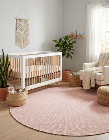 6' 1 x 6' 1 Hand Woven Geo Trellis Flatweave Round Rug
