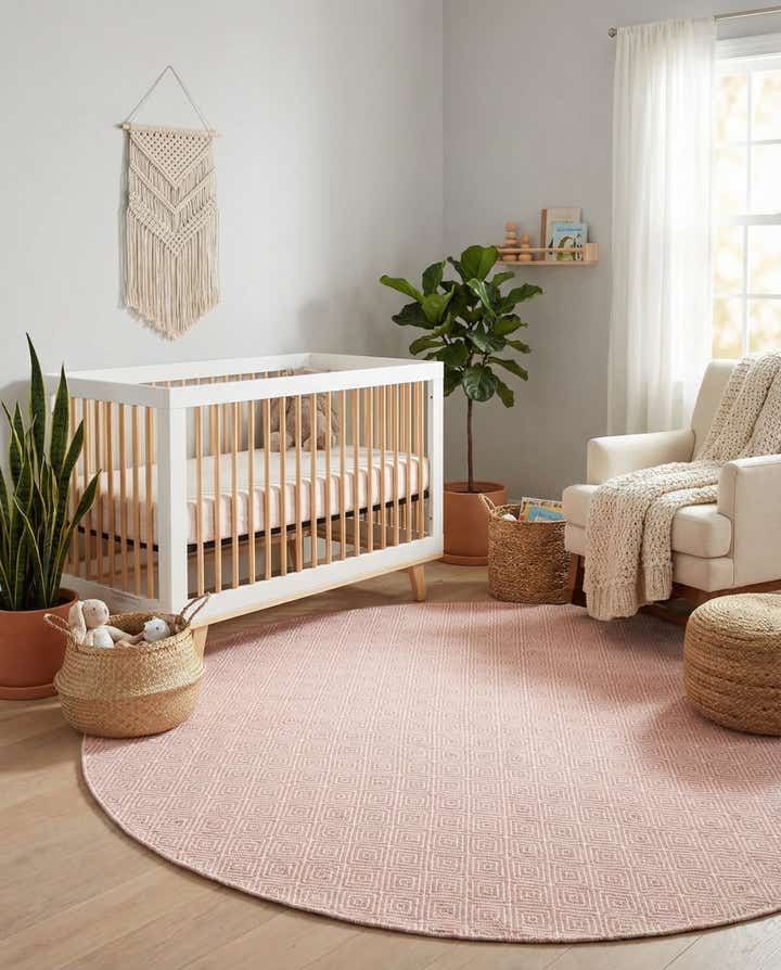 6' 1 x 6' 1 Hand Woven Geo Trellis Flatweave Round Rug