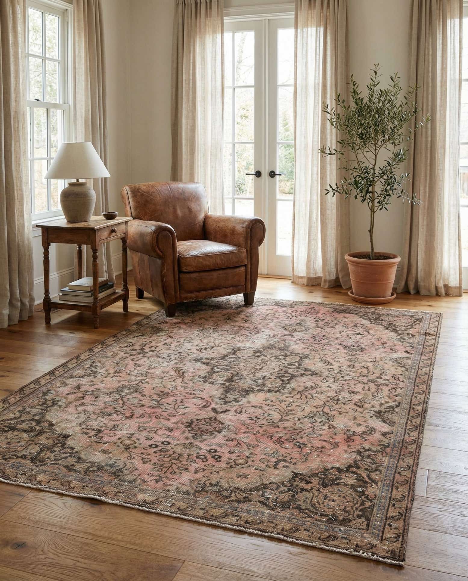 4' 10 x 7' 10 Hand Knotted Ultra Vintage Persian Wool Rug