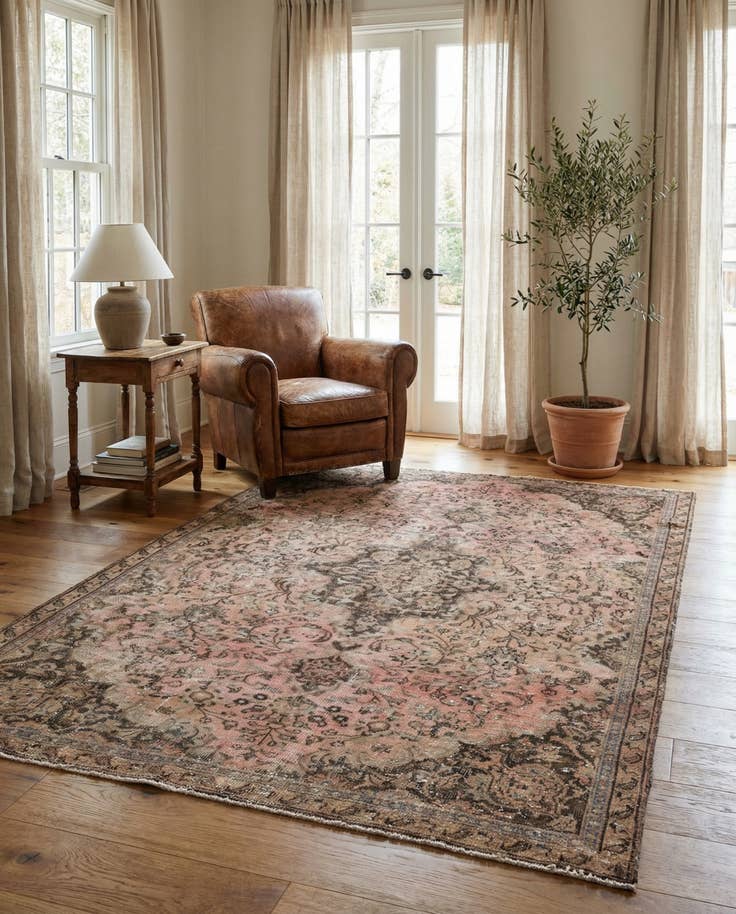 Detail image of 4' 10 x 7' 10 Hand Knotted Ultra Vintage Persian Wool Rug