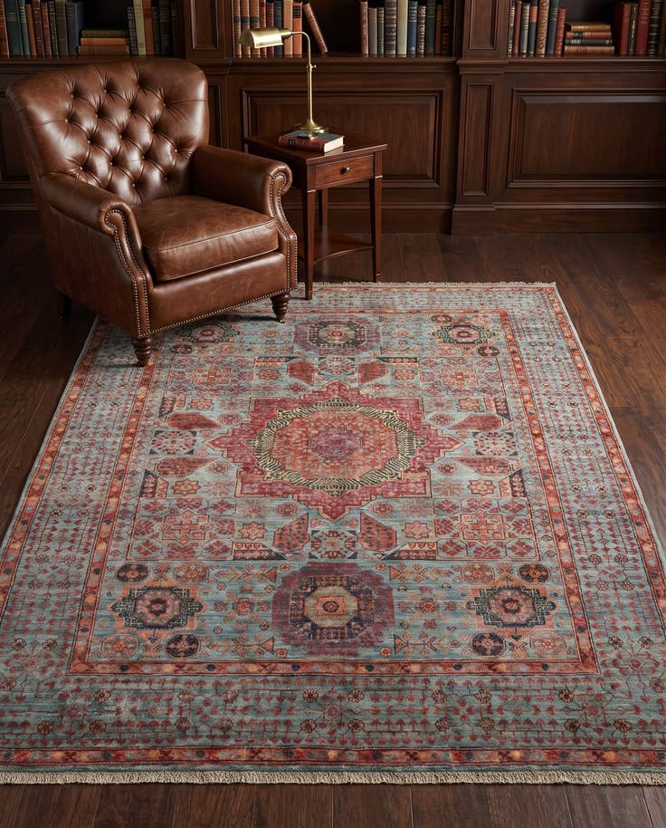 Detailansicht von 155cm x 205cm Handgeknüpft Mamluk Ziegler Teppich