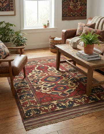 4' 1 x 6' 7 Hand Knotted Sumak Wool Rug