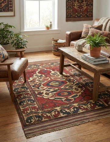 4' 1 x 6' 7 Hand Knotted Sumak Wool Rug