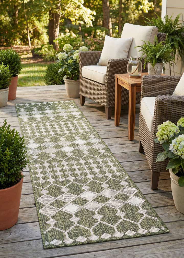 2' x 8' Easy-Clean Trellis Indoor / Outdoor Runner Rug