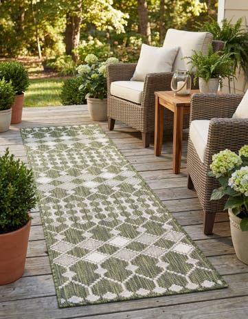 2' x 8' Easy-Clean Lattice Indoor / Outdoor Runner Rug