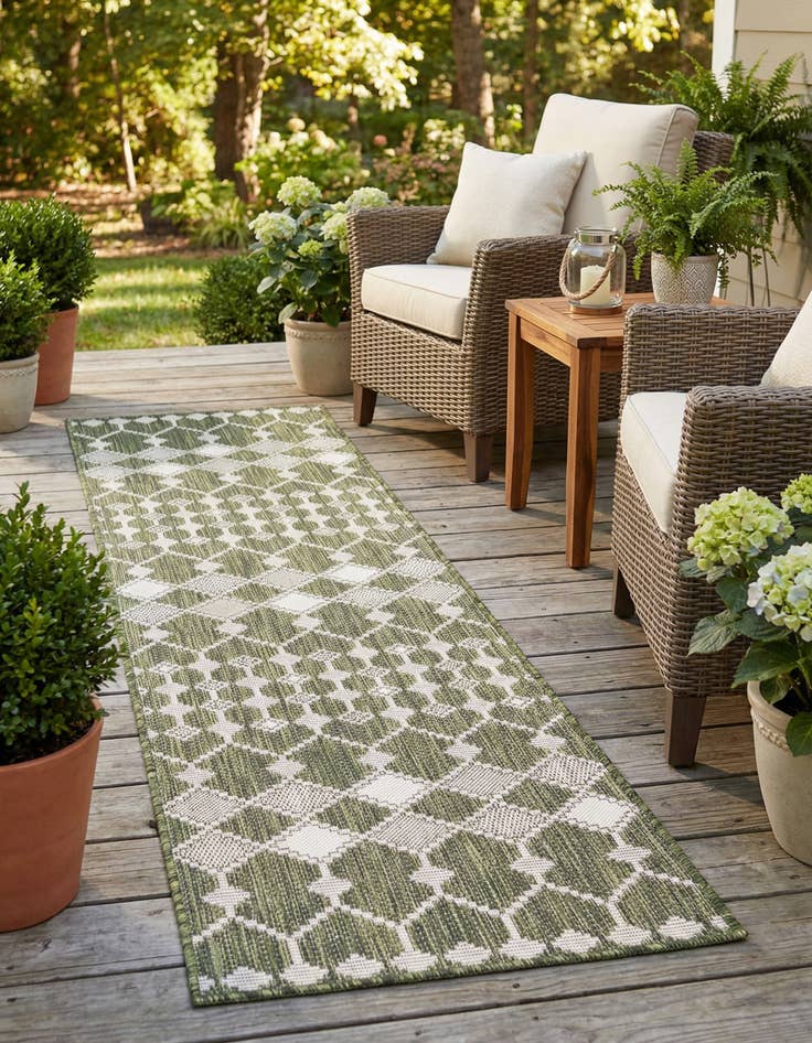 Detail image of 2' x 8'  Washable Trellis Indoor / Outdoor Runner Rug