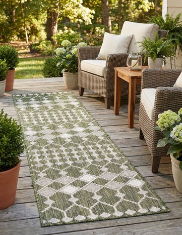 2' x 8' Easy-Clean Lattice Indoor / Outdoor Runner Rug