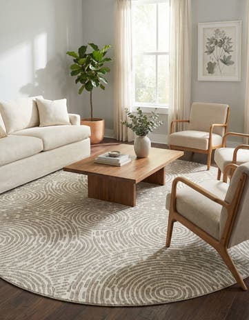 Gray Easy-Clean Modern Indoor / Outdoor Round Rug