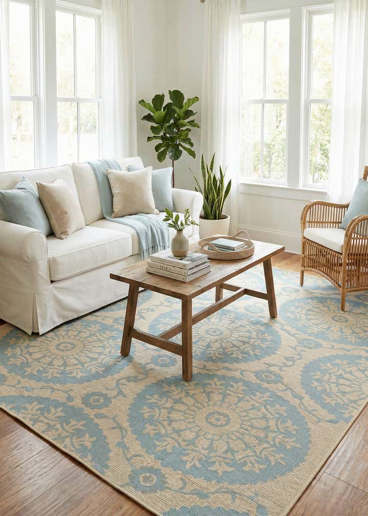 7' x 10' Easy-Clean Botanical Indoor / Outdoor Rug
