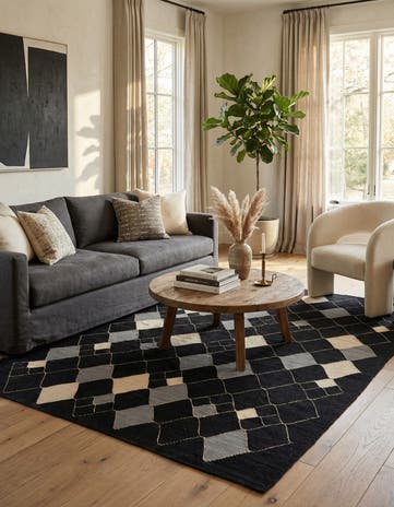 5' 1 x 6' 7 Hand Woven Kilim Modern Wool Rug