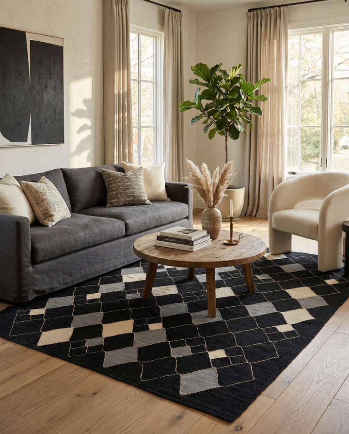 5' 1 x 6' 7 Hand Woven Kilim Modern Wool Rug