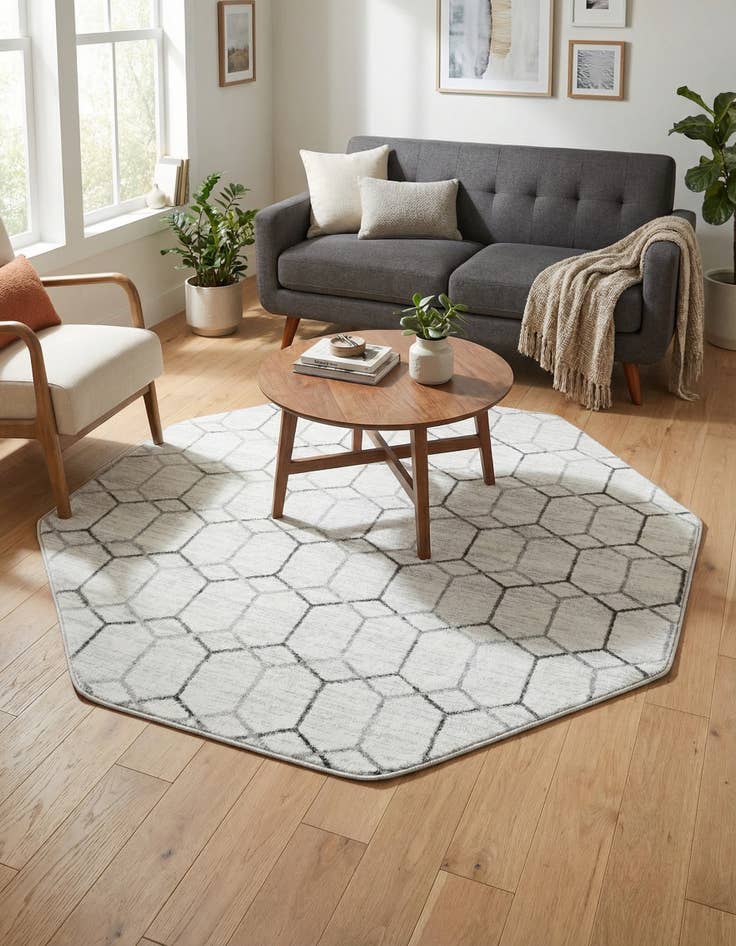 Detail image of  5' 3 x 5' 3 Lattice Trellis Octagon Rug