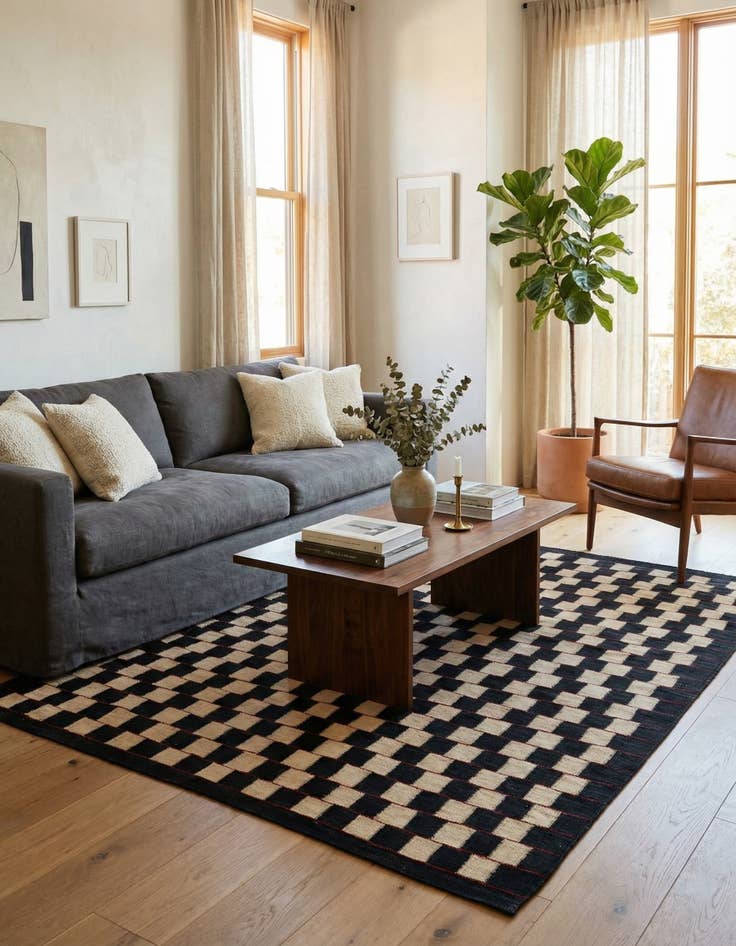 Detail image of 5' x 6' 3  Hand Woven Kilim Modern Wool Rug