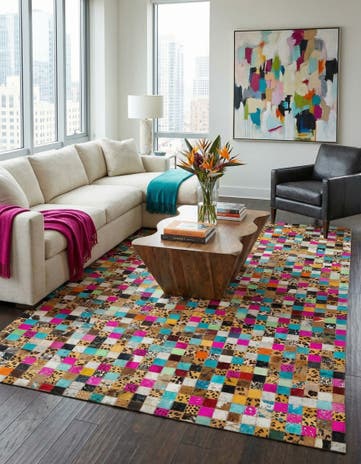 5' x 8' Cowhide Leather Rug