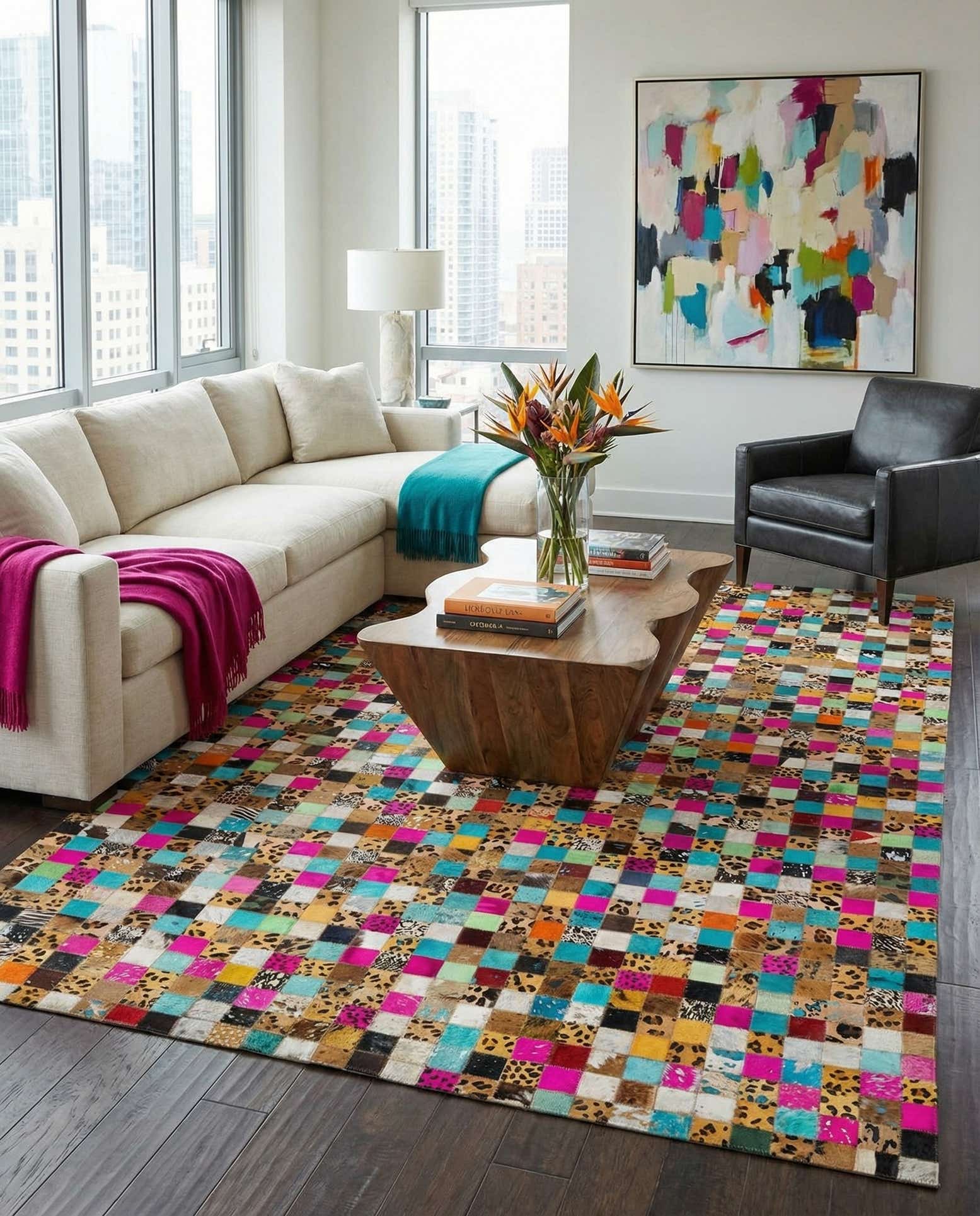 5' x 8' Cowhide Leather Rug