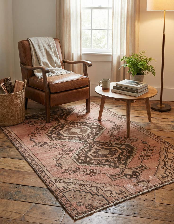 Detail image of  3' 4 x 4' 5  Hand Knotted Ultra Vintage Persian Wool Rug