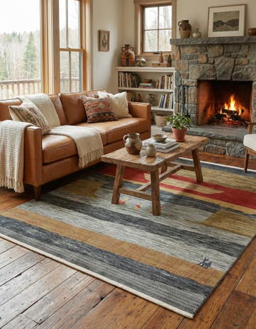 Blue Kashkuli Gabbeh Square Rug