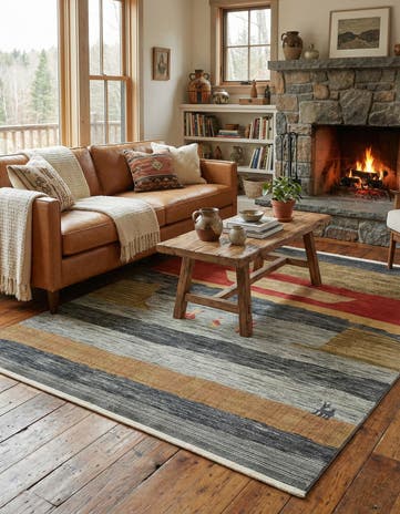 Blue Kashkuli Gabbeh Square Rug