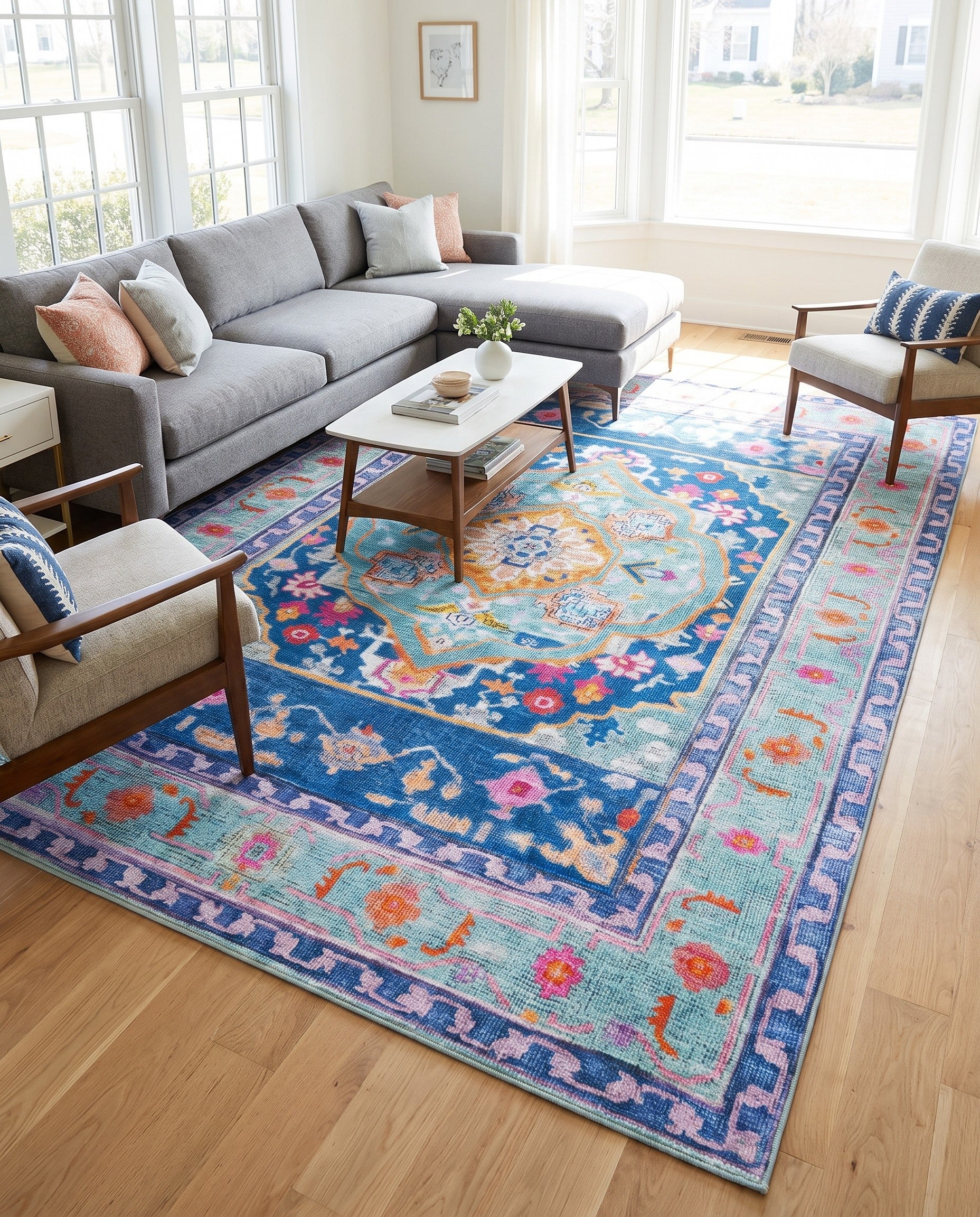 Blue Washable Timeless Rug